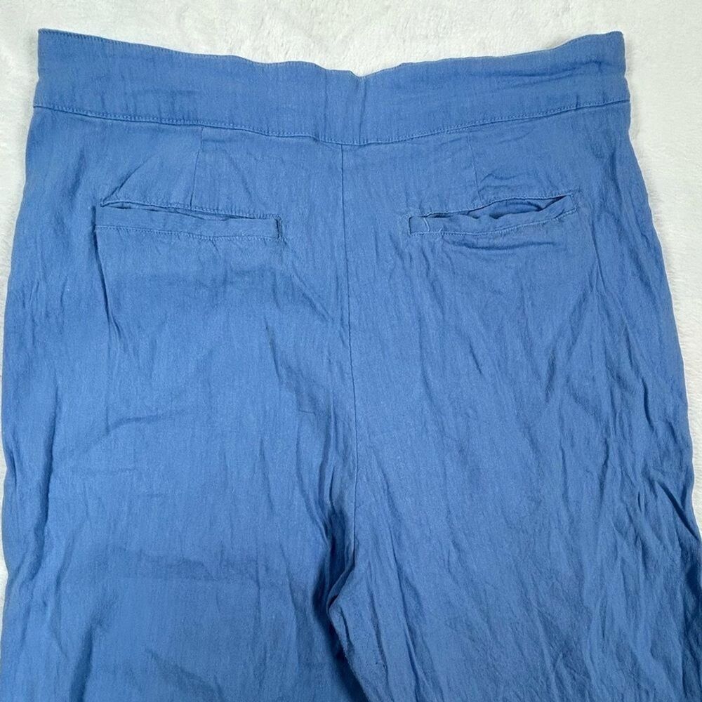 Halston Linen Blend Wide Leg High Rise Blue Ankle Pants Women’s Size 10 - Picture 5 of 7